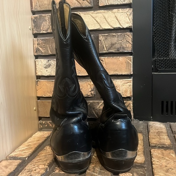 Panhandle‎ Slim Black Leather Men’s Cowboy Boots Size 9 - Picture 6 of 11